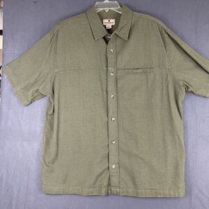 WoolRich Olive Green Short Sleeve 100% Cotton Button Down Shirt Mens Sz XL